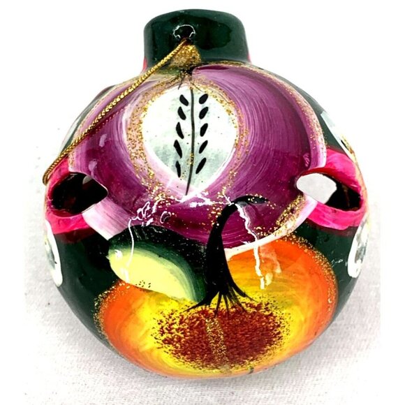 Talavera Hand Painted Christmas Ornaments Round Cut Out Luminaries Lot of 6 NOS - Picture 6 of 16